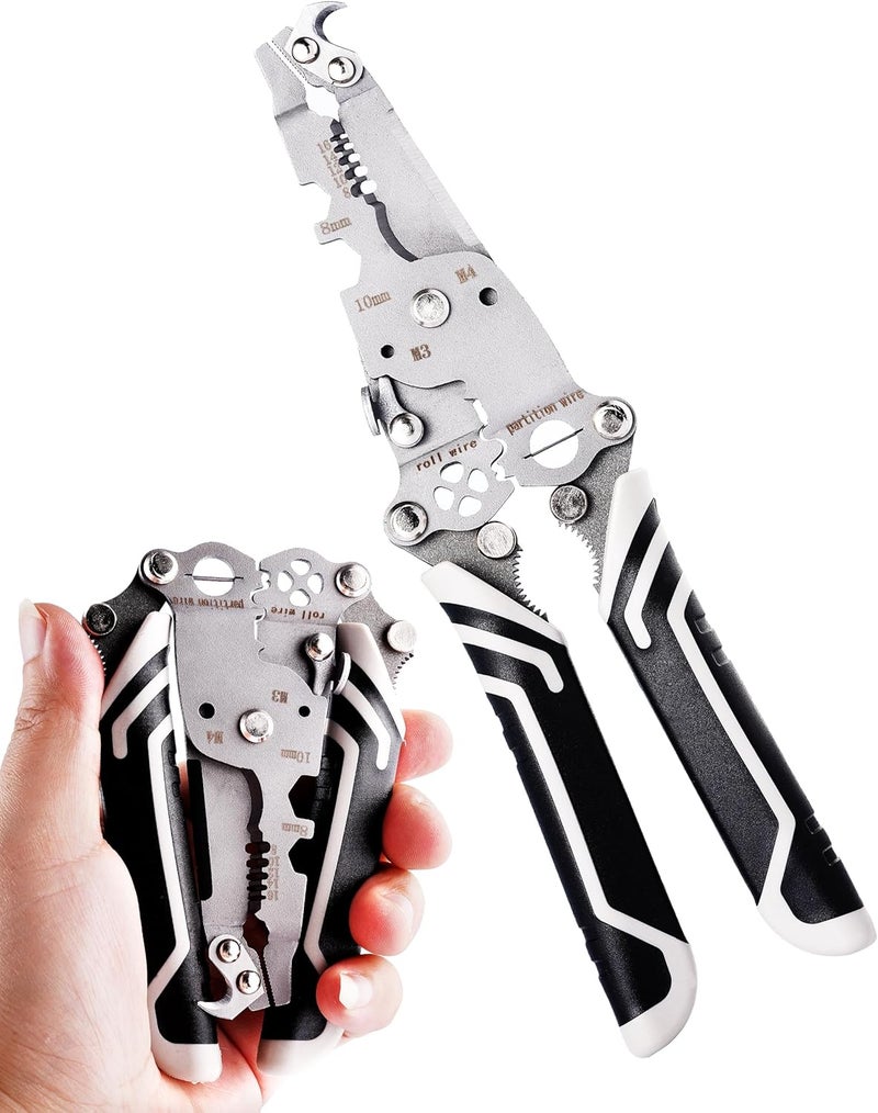 Fatio 18 In 1 Foldable Ｗire Stripper Crimper, Multifunctional Folding Wire Stripping Tool, Wire Strippers Electrical，Electric Cable Stripper, Cable Cutters with Plier, Crimper, Twister, Splitting, 1pcs - Image 1